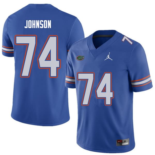 Men's NCAA Florida Gators Fred Johnson #74 Stitched Authentic Jordan Brand Royal College Football Jersey FOV4465NO